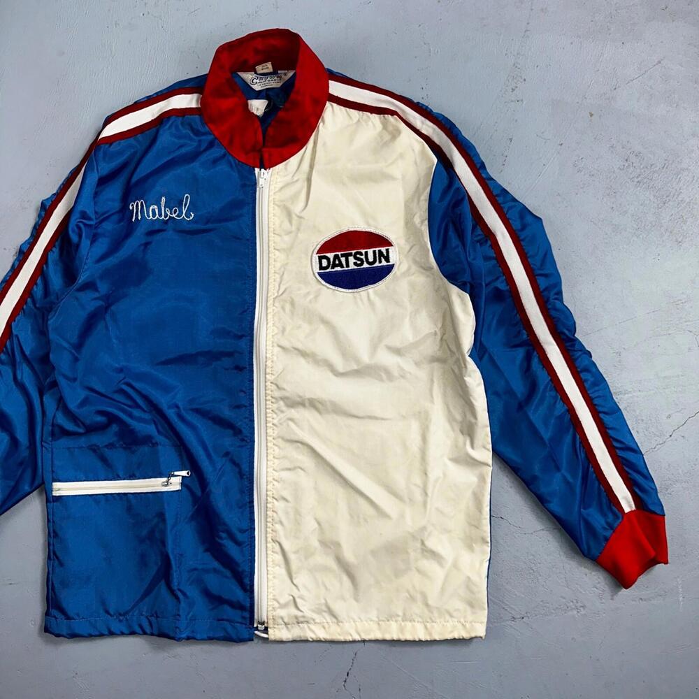 Datsun Crown Vintage 70s Racing Jacket Crown Rockabilly Chainstitch Mabel Nylon